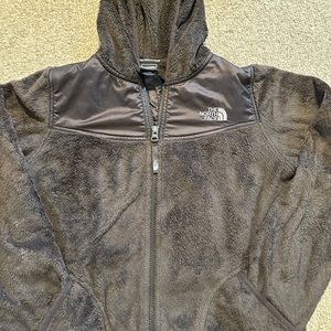 Girls LARGE brown The North Face hooded fleece
